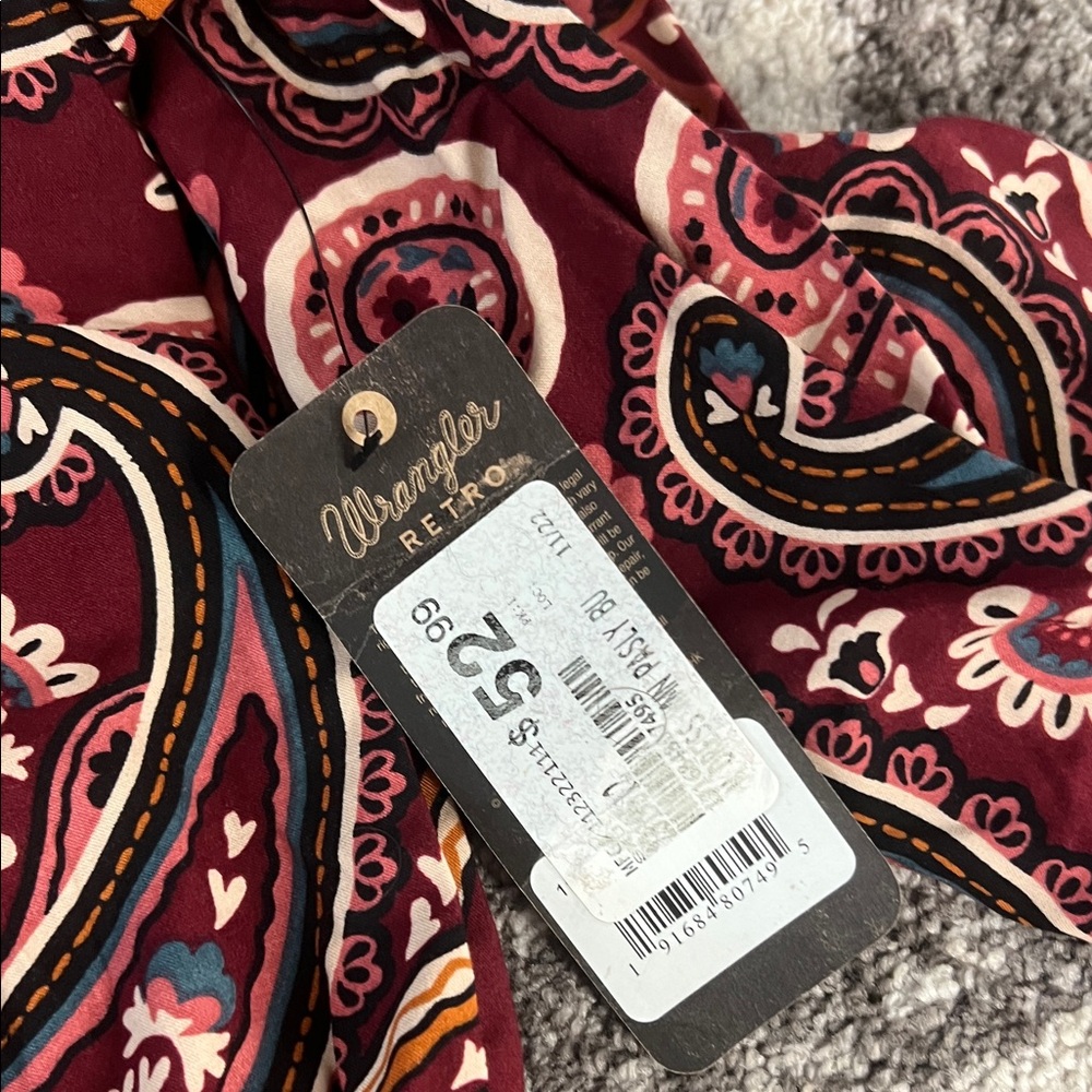 Wrangler Retro Burgundy Paisley Long Sleeve Dress - Picture 2 of 4